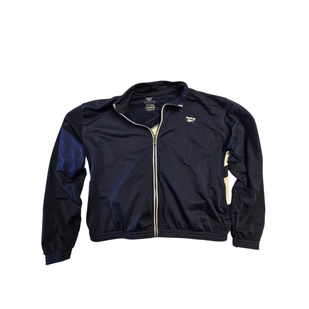 Reebok Speedwick Track Jacket Mens XL Navy Blue Full Zip REECYCLED Vector Back‎